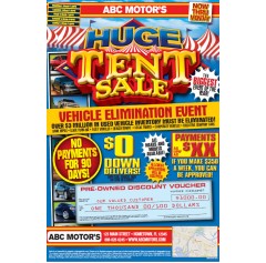 Huge Tent Sale Automotive Direct Mail Trifold 12x18 