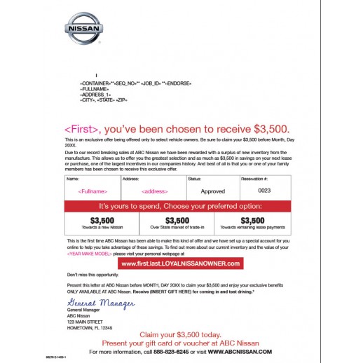Nissan Incentive Mailer
