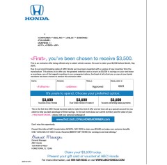 Honda Incentive Mailer - Automotive Direct Mail 