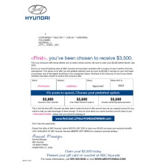 Hyundai Incentive Mailer - Automotive Direct Mail 