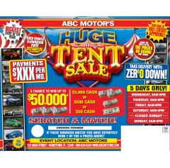 AUTOMOTIVE TENT SALE DIRECT MAIL CAMPAIGN 11X14