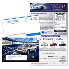Auto Buyback - Trade In & Trade Up Sales Event - 8.5x14  Letter - Automotive Check Mailer 