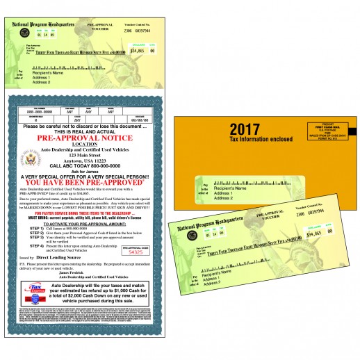 Tax Pre-Approval Notice - Secondary Finance Automotive Direct Mail