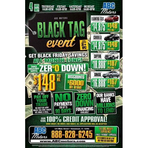 Black Tag Event - Black Friday All Month Long - Trifold 12x18 