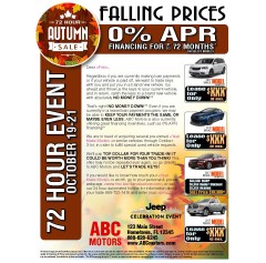 Falling Prices - BUYBACK OFFER - Autumn Automotive Direct Mail 