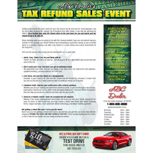 Automotive TAX Refund Sales Event - Credit