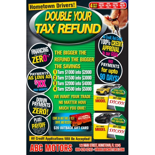 Double Your Down Payment - Automotive Tax Refund Tri-fold 
