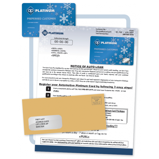 Holiday Automotive Credit - Embossed Card - Mailer - Blue
