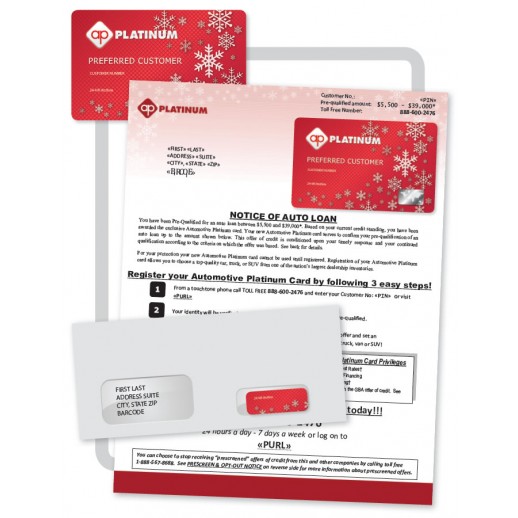 Holiday Automotive Credit - Embossed Card - Mailer - Red
