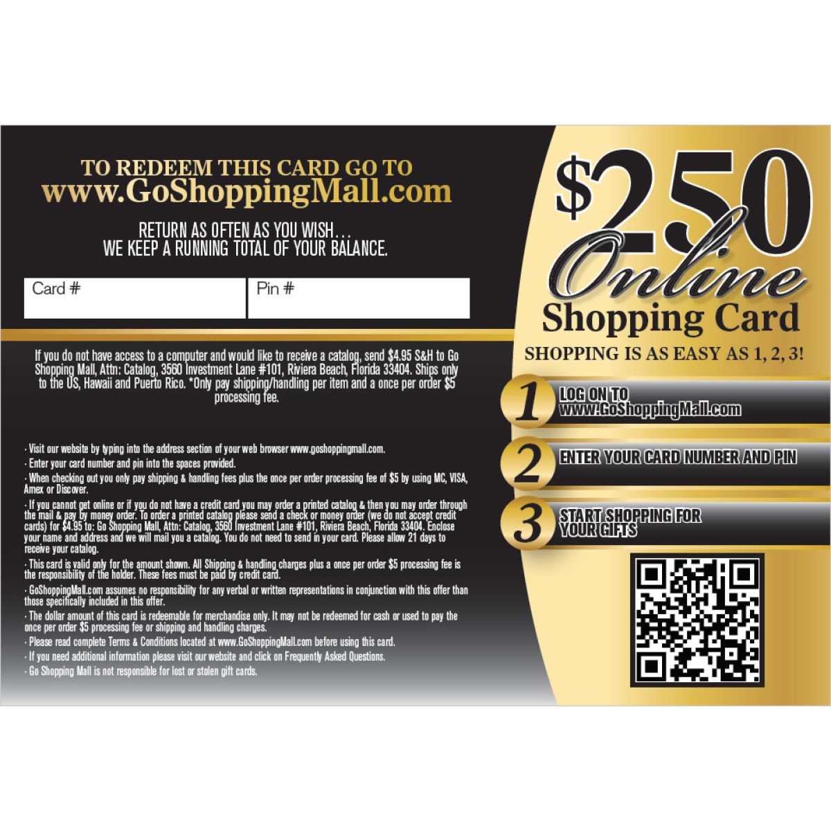 250 Online Shopping Card